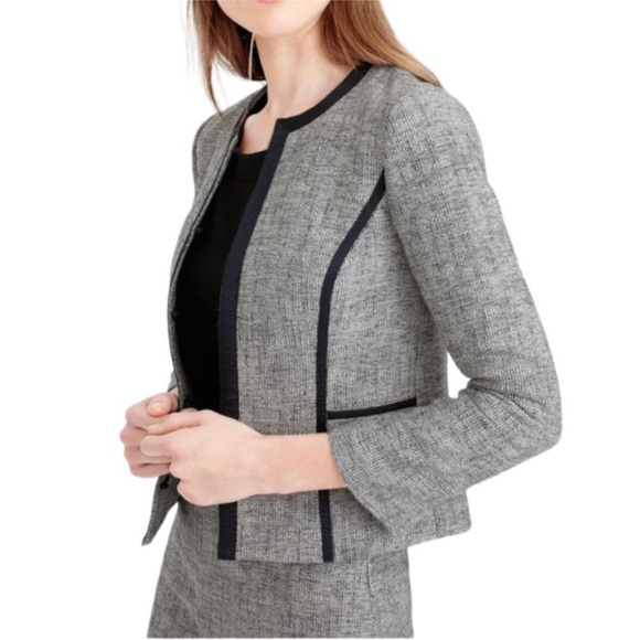 J. Crew Jackets & Blazers - J. Crew Collarless Navy Tweed Blazer Jacket Sz 8